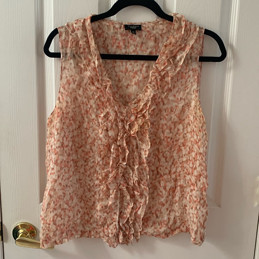 Ladies Talbots silk ruffle tank size 12P
